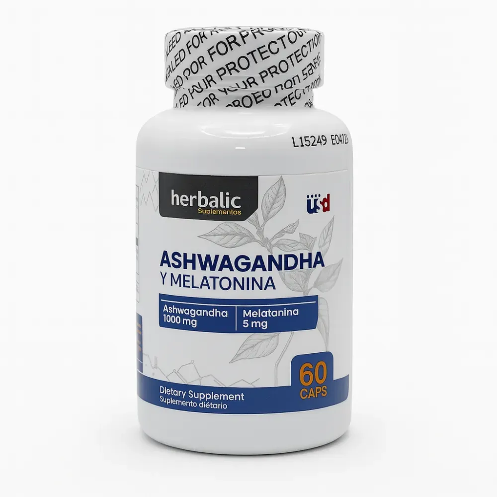 ASHWAGANDHA + MELATONINA X 60 CÁPSULAS – HERBALIC